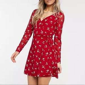 Hollister Small Red Wrap Dress Floral